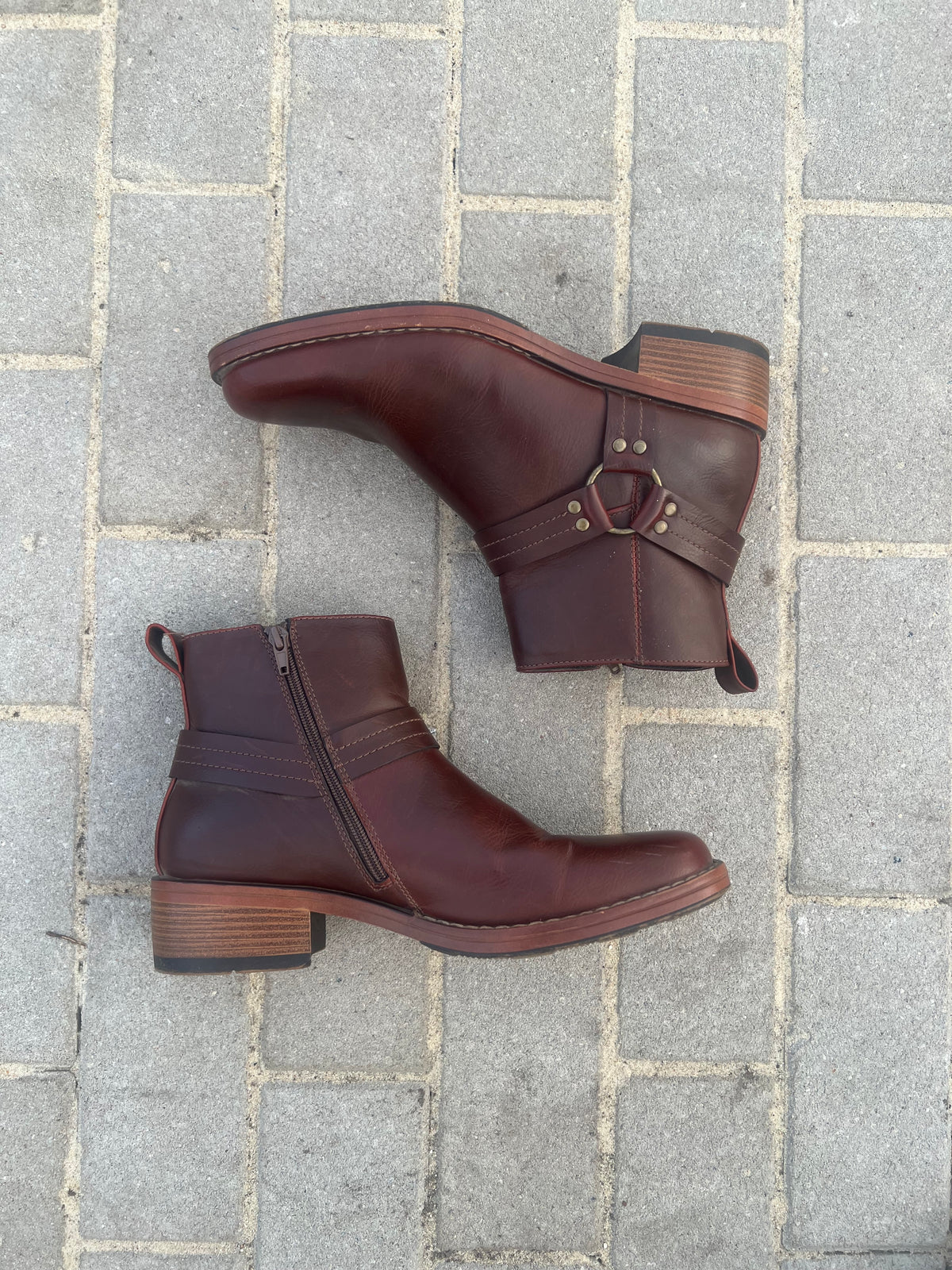 Vintage Leather Harness Ankle Boots EU 40