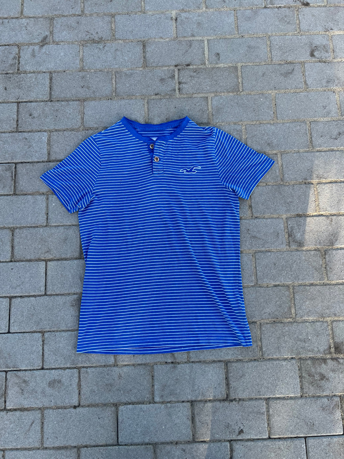 Hollister Blue Striped Henley L