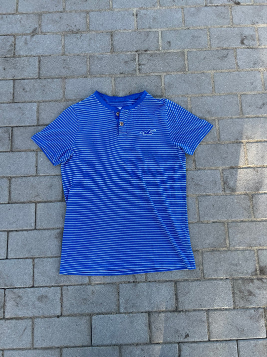 Hollister Blue Striped Henley L
