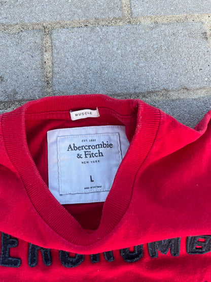 Abercrombie & Fitch red New York spellout muscle fit tee L