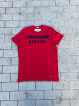 Abercrombie & Fitch red New York spellout muscle fit tee L